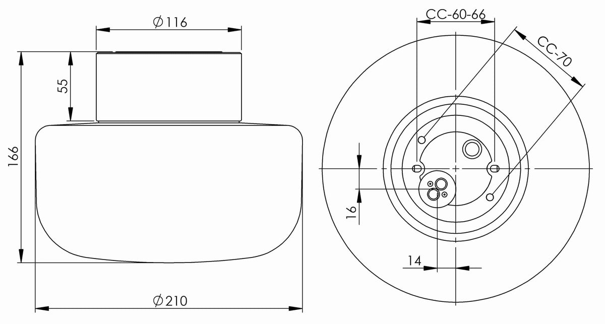 Solenne 210/165 Wand-/Deckenleuchte E27 IP54 matt opal | Ifö Electric