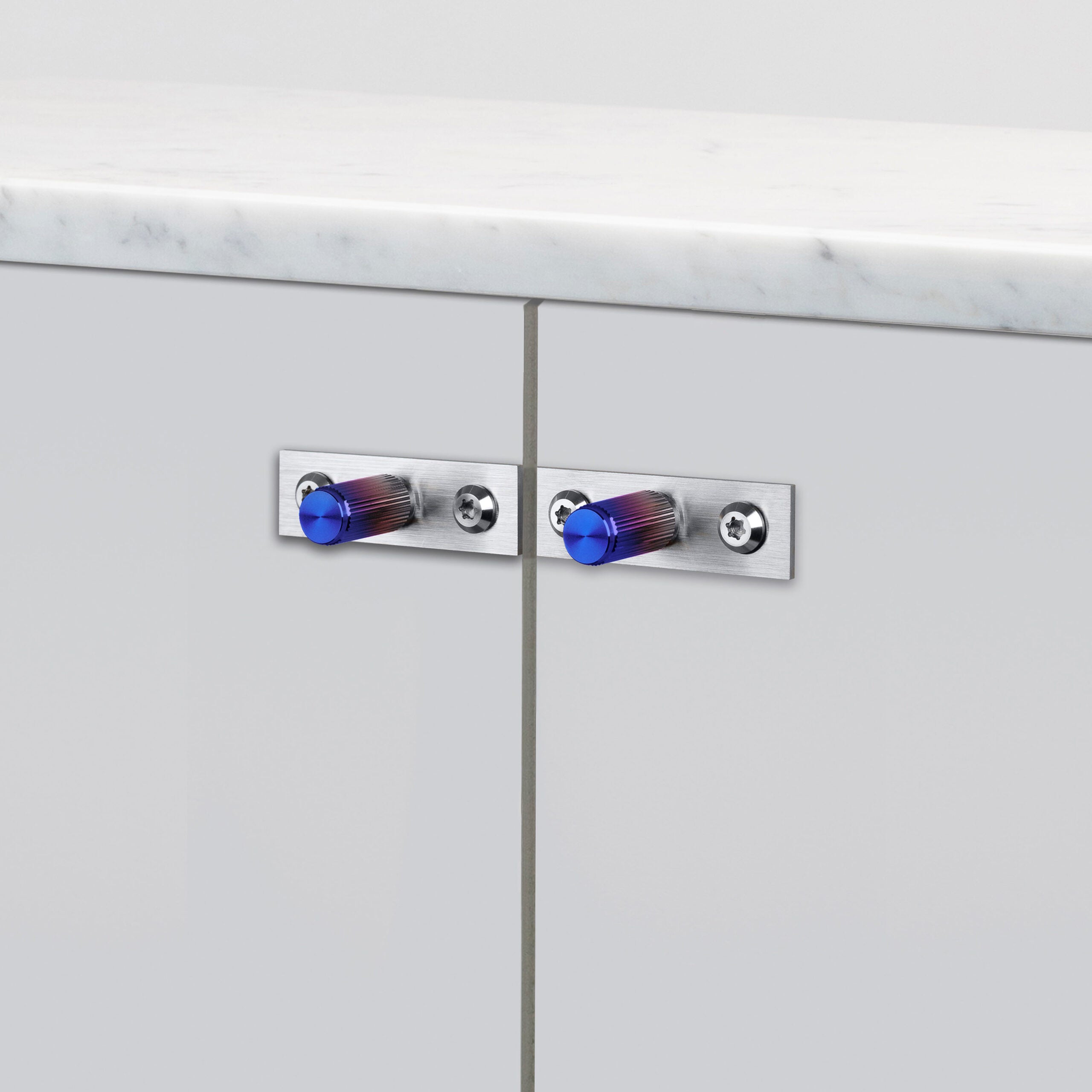 Türknopf Linear mit kurzer Platte 2er-Set Burnt Steel