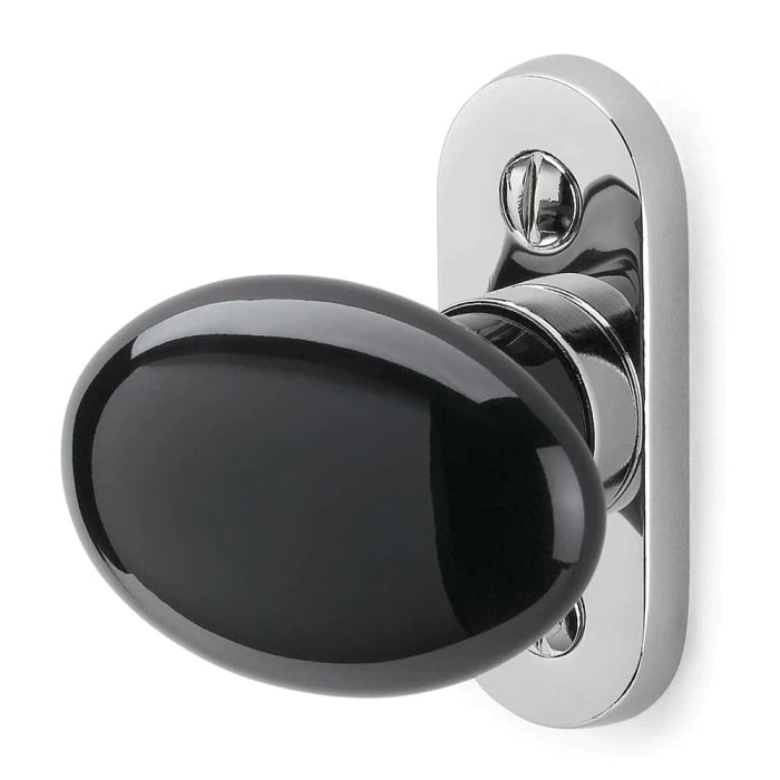 Fensterolive Porzellan schwarz Messing vernickelt