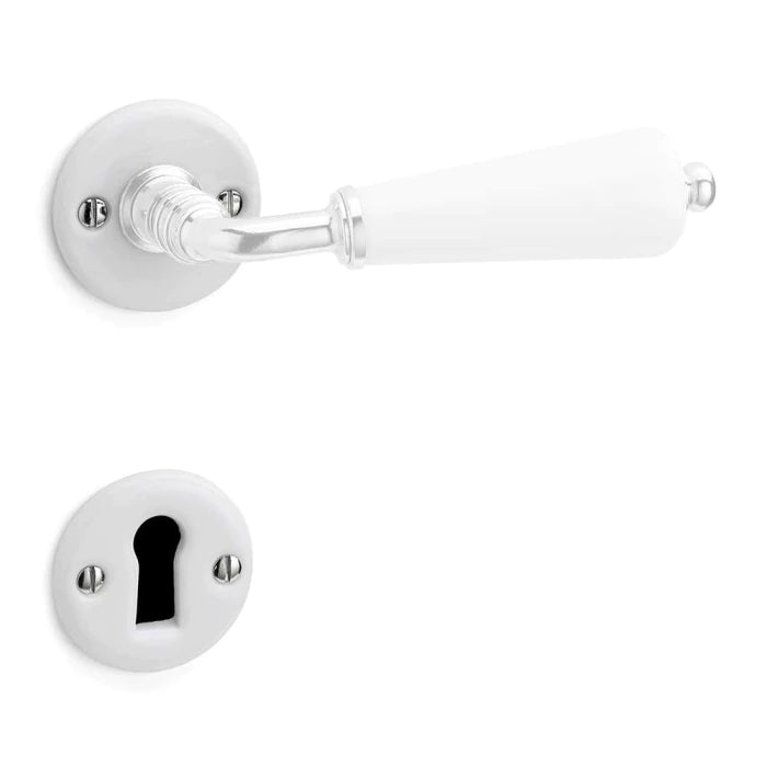 Türbeschlag Rosetten 45mm Porzellan weiss Buntbart | 2 Griff- und 2 Schlüsselrosetten