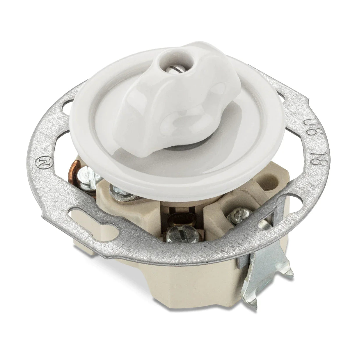 Interrupteur rotatif en croix encastré en porcelaine