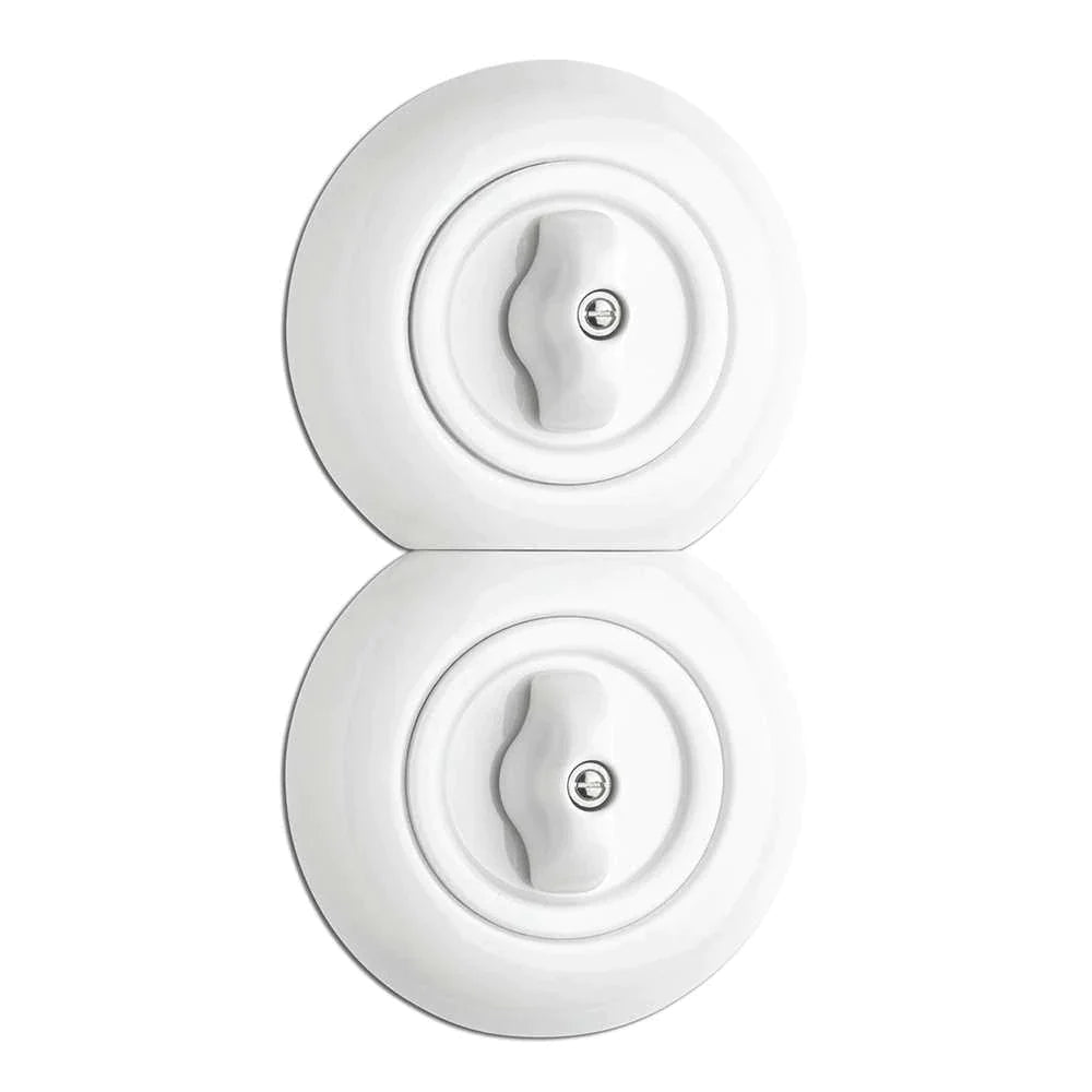 Interrupteur rotatif en croix encastré en porcelaine