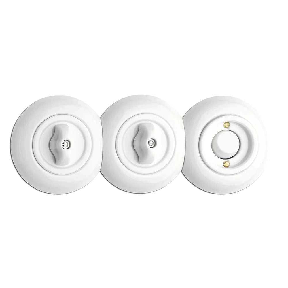 Interrupteur rotatif en croix encastré en porcelaine