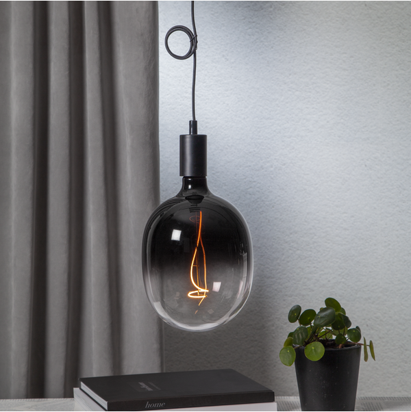XXL Led Filament Light Bulb | Grandad Single Egg Faded Black E27