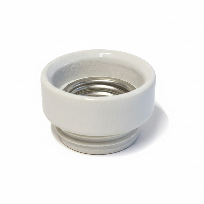 Pièce de rechange : Bague douille E27 rétro en porcelaine, droite / biseautée