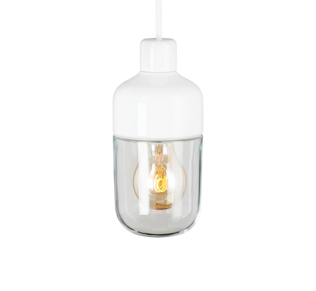Ohm Pendelleuchte Porzellan 100/215 weiss Klarglas | Ifö Electric