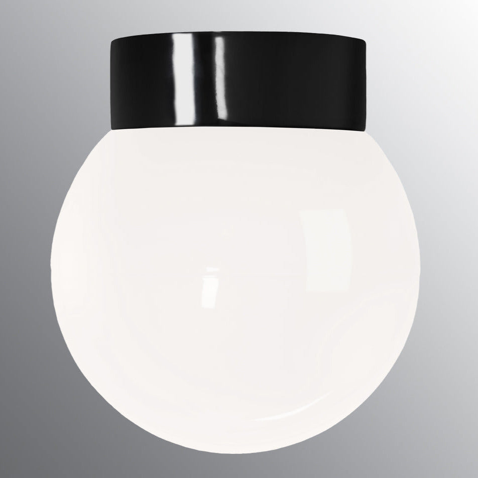 Classic Globe 200 Wand-/Deckenleuchte LED DALI 3000K IP44 Ø123.5mm schwarz, glänzend opal | Ifö Electric