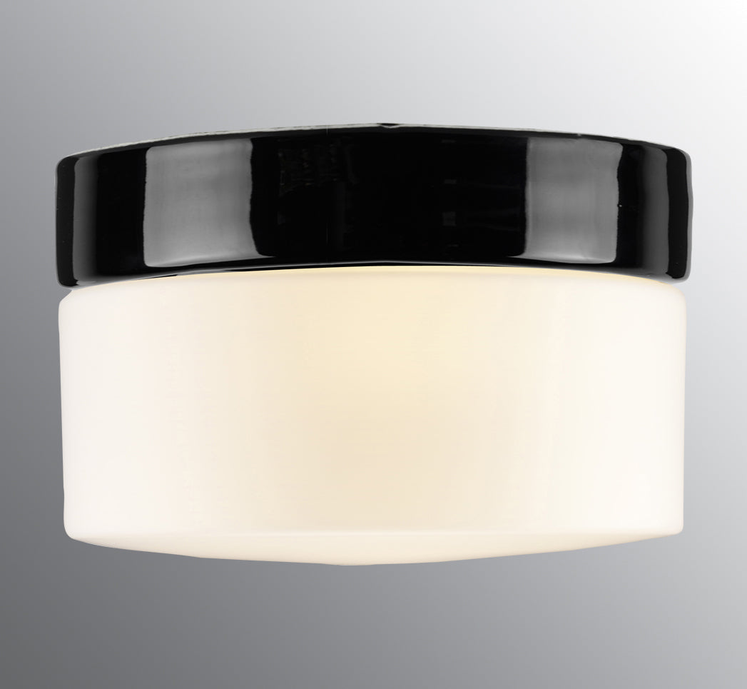 Opus 200/135 Led Porzellan Wand-/Deckenleuchte E27 schwarz matt opal Ø 185.5mm | Ifö Electric vor grauem Hintergrund