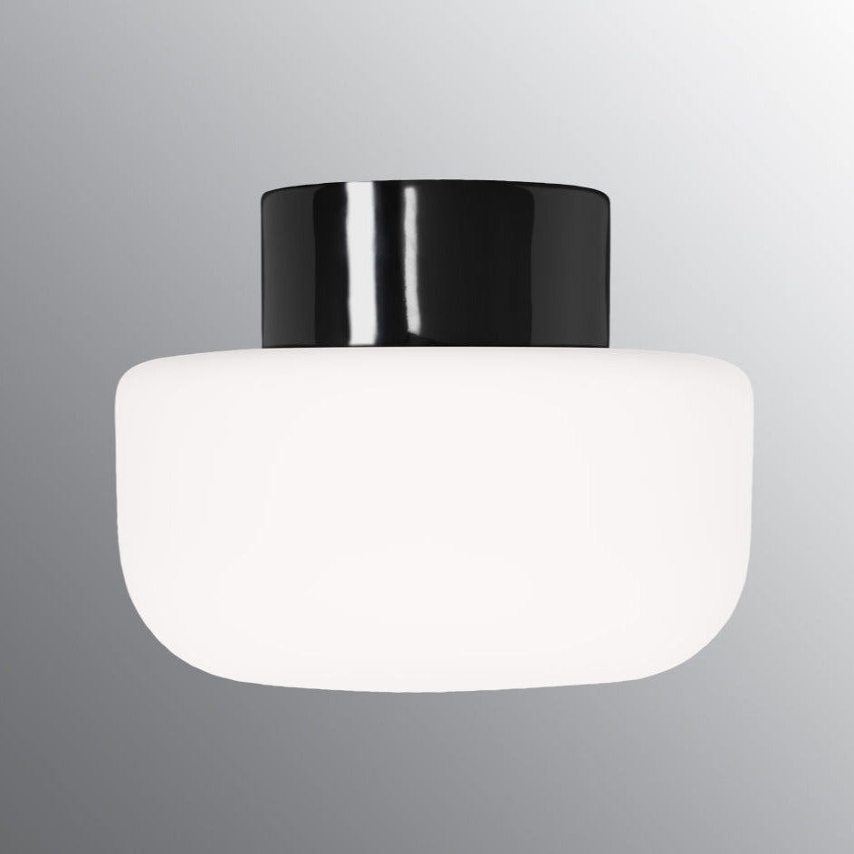 Solenne 210/165 Wand-/Deckenleuchte E27 schwarz matt opal | Ifö Electric vor grauem Hintergrund
