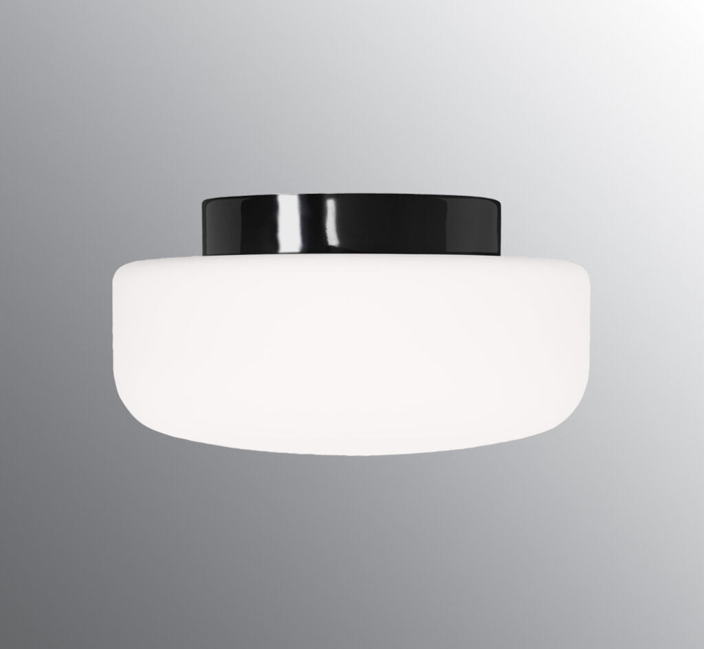 Solenne 320/170 Led DALI Wand-/ Deckenleuchte 3000K schwarz matt opal | Ifö Electric vor grauem Hintergrund