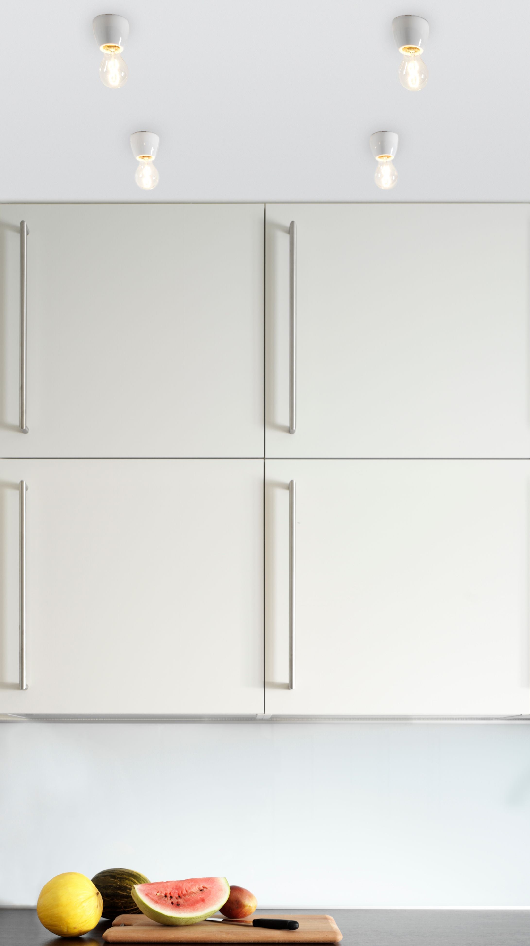 Vier Porzellanfassungen E27, Basic, weiss gerade | Ifö Electric an Decke montiert