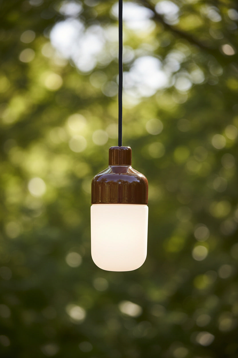 Suspension Ohm porcelaine 100/215 extérieur opale mate IP44 | Ifö Électrique