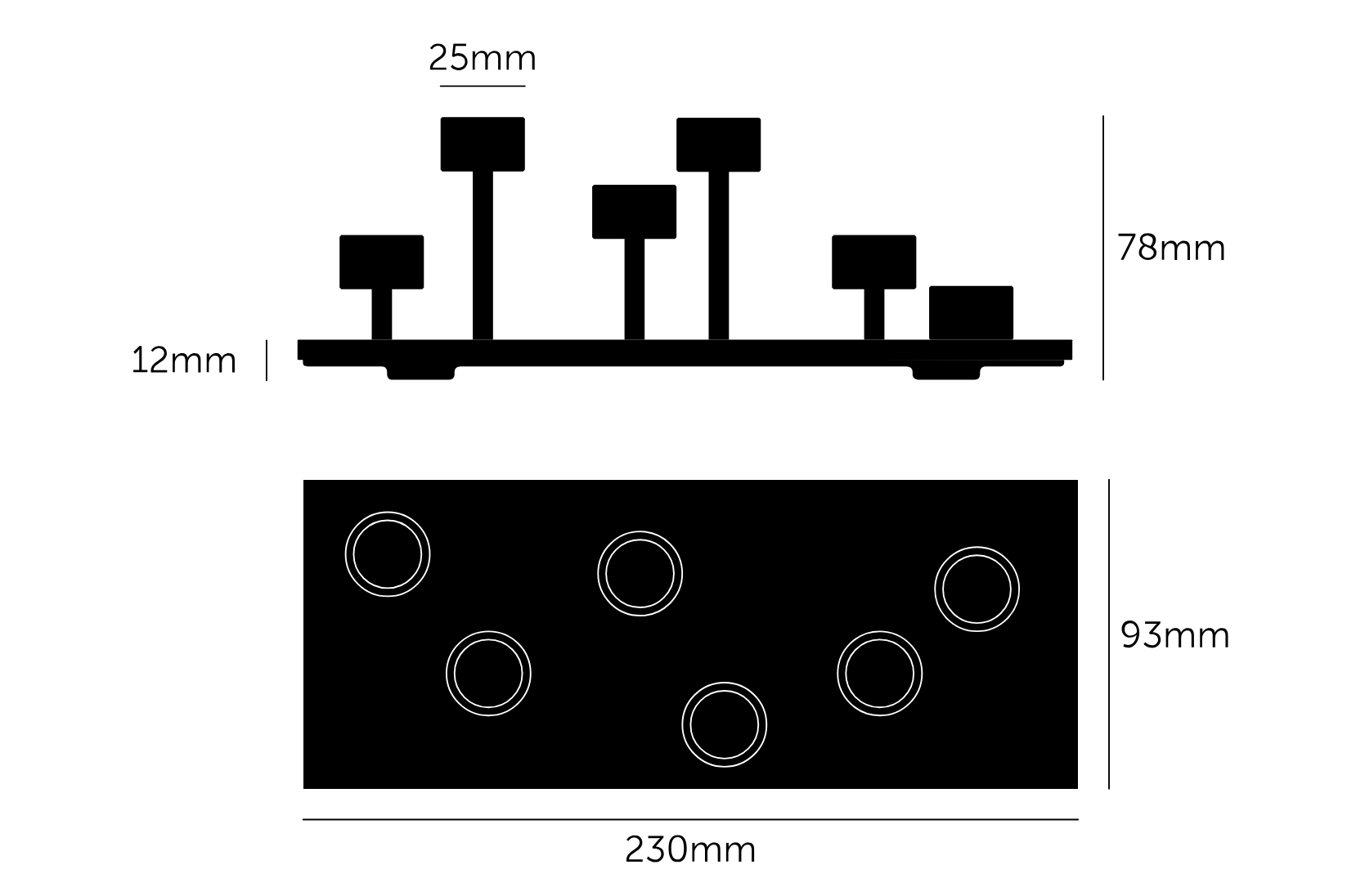 Massplan Kerzenhalter Kandelaber "Machined" für 6 Kerzen