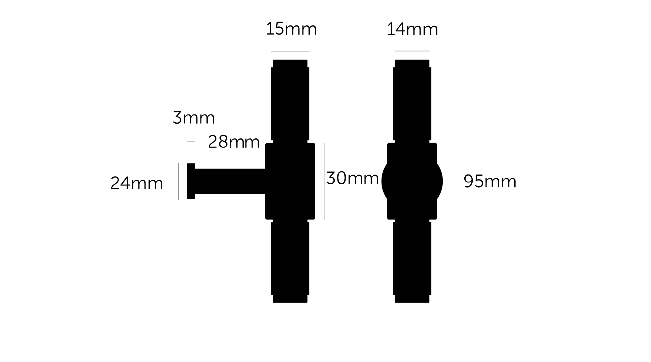 Massplan T-Griff mit kleiner Ø24mm Abdeckung