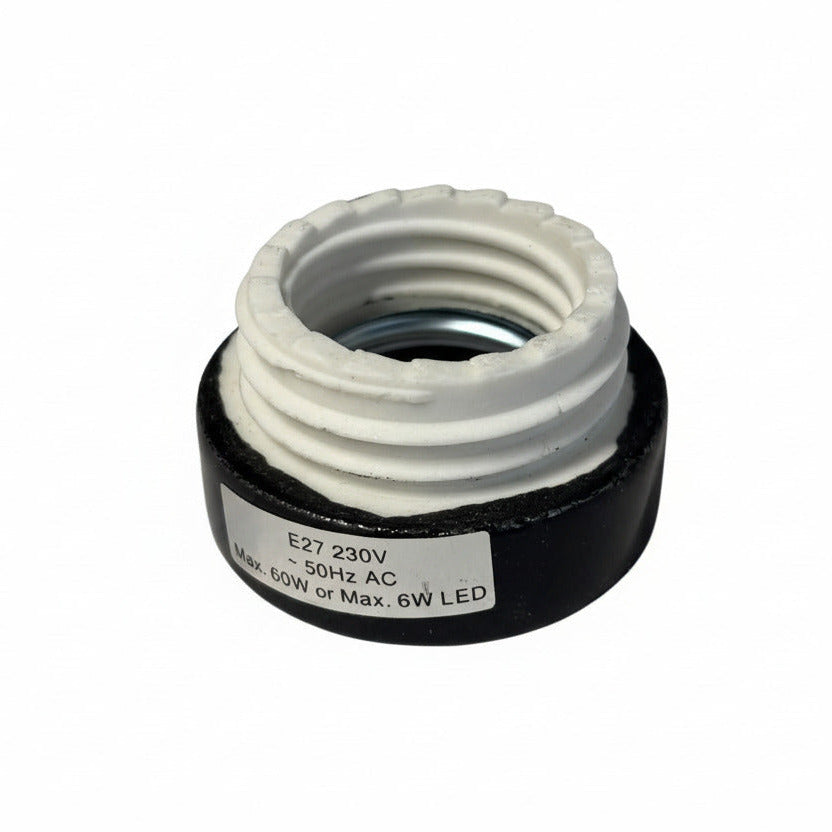 Pièce de rechange : Bague douille E27 rétro en porcelaine, droite / biseautée