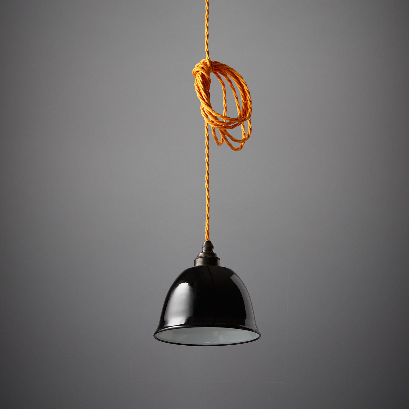 Retro Emaille Lampenschirm Schwarz «Bell»