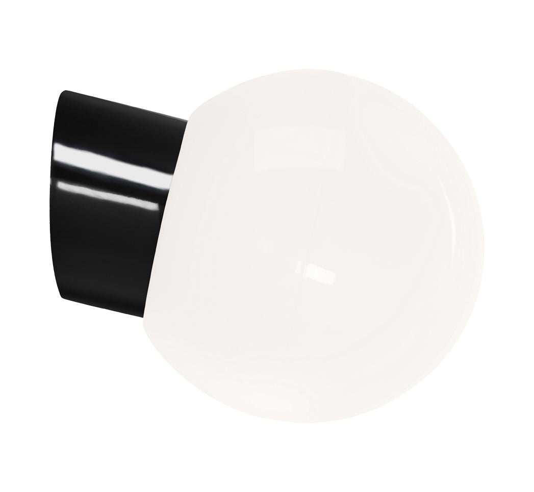 Classic Globe 180 IP54 abgewinkelt E27 schwarz glänzend opales Glas | Ifö Electric