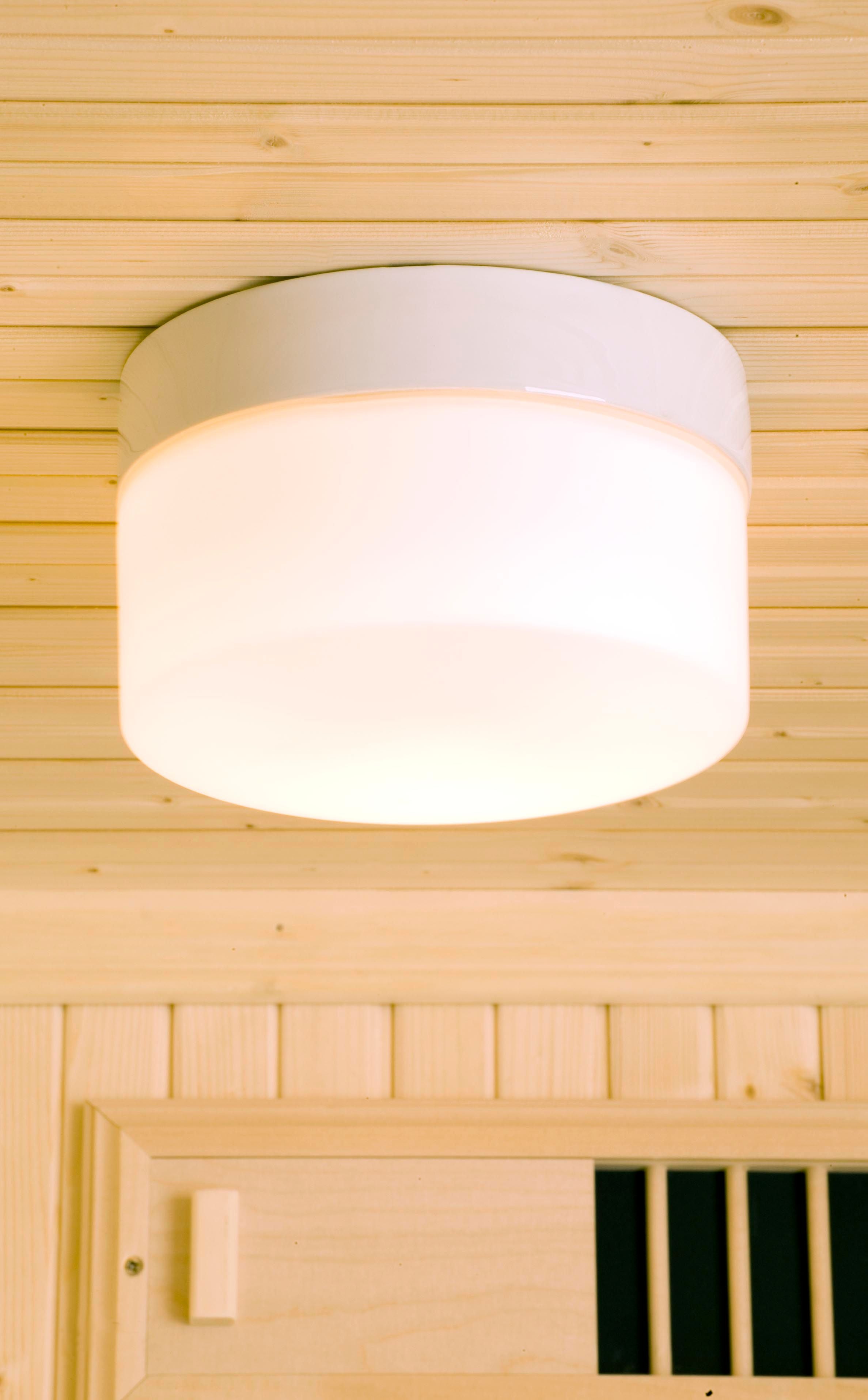 Opus 200/140 Sauna E27 Wand-/Deckenleuchte matt opal Ø 185.5 – Porzellanleuchte IP44 weiss | Ifö Electric an Saunadecke montiert