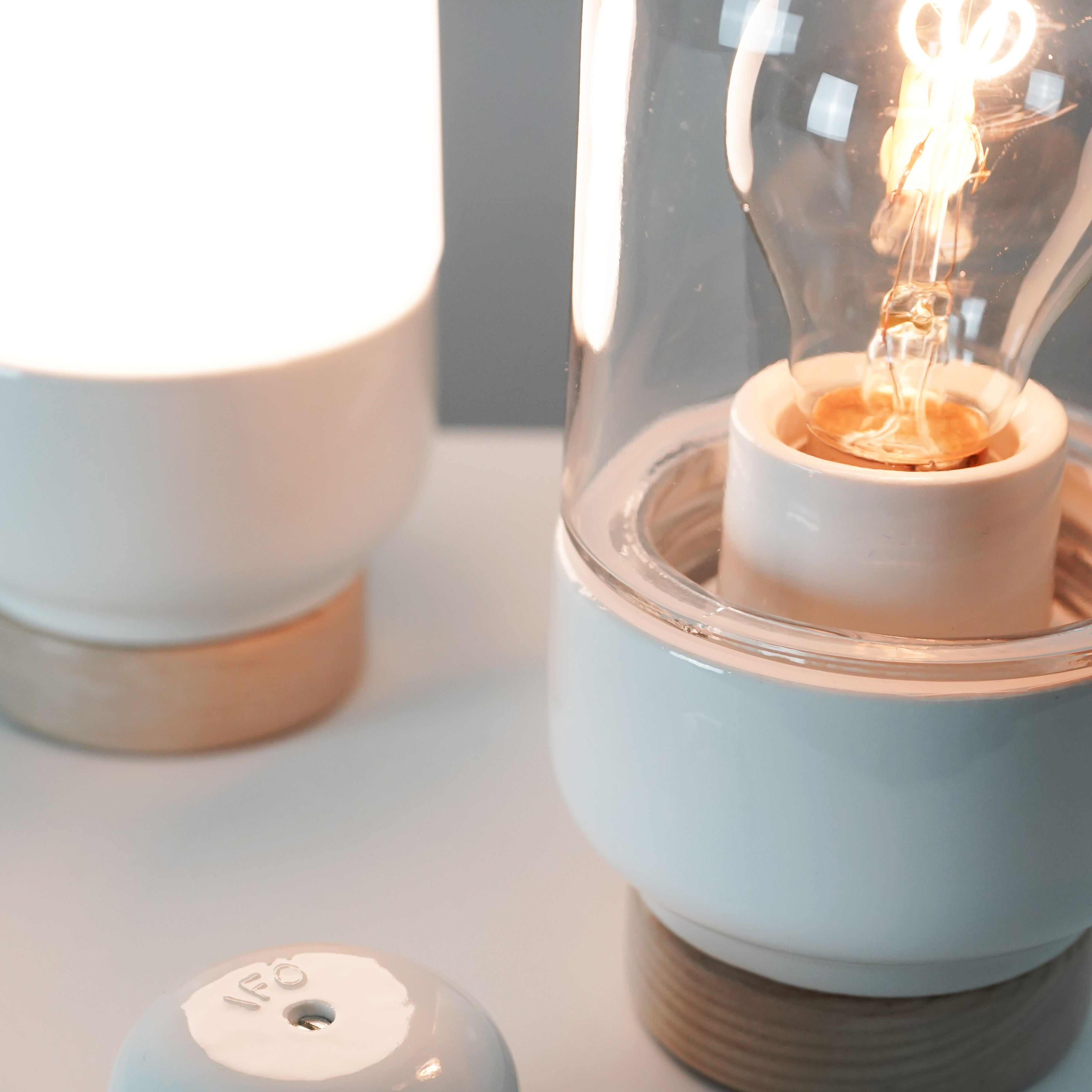 Tischleuchte Porzellan Ohm Table 100/190 Klarglas weiss | Ifö Electric