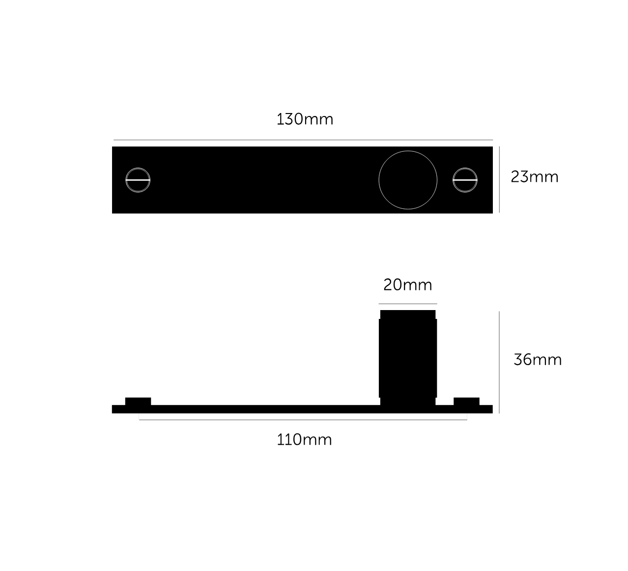 Massplan Türknopf Cross mit Platte 2er-Set