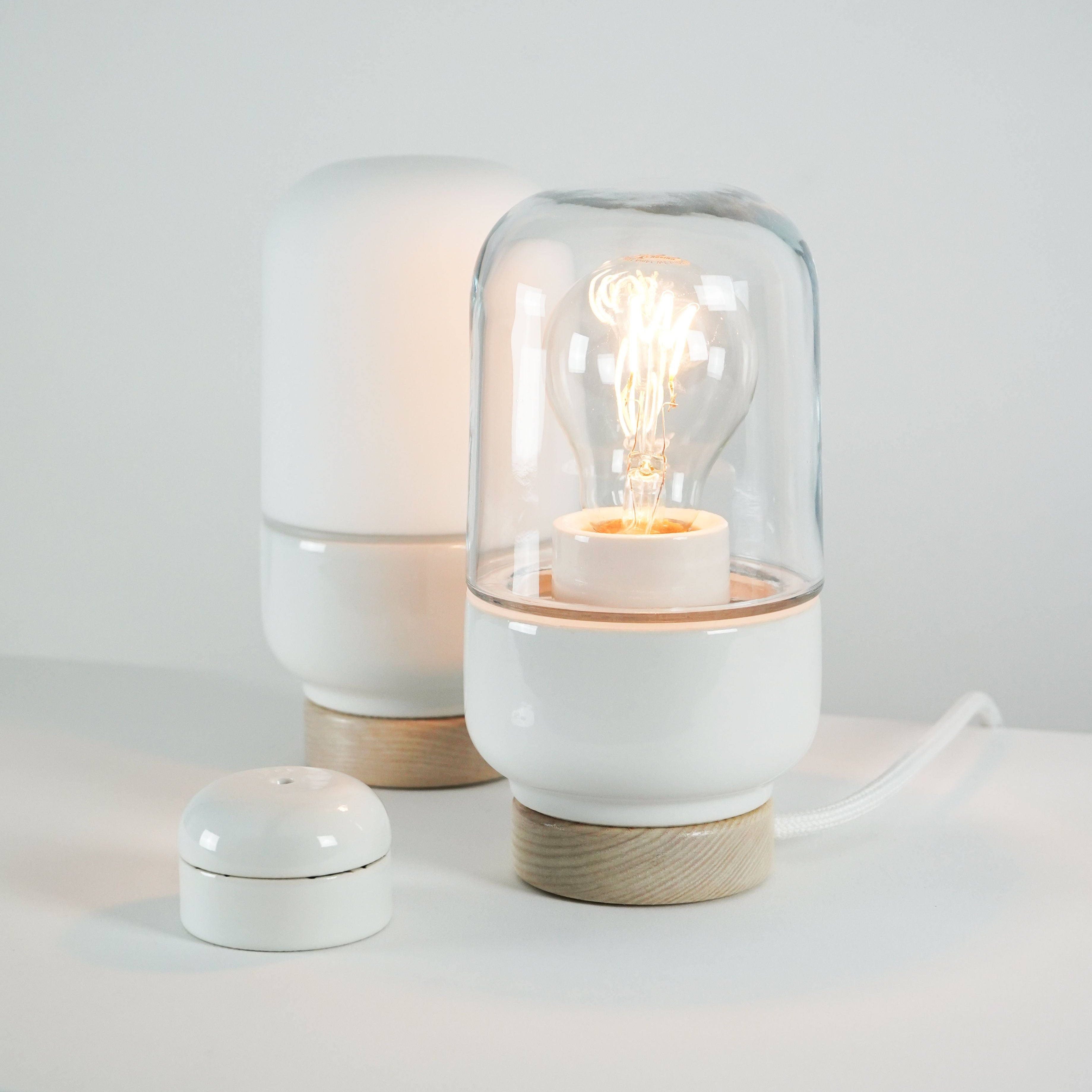 Tischleuchte Porzellan Ohm Table 100/190 Klarglas weiss | Ifö Electric