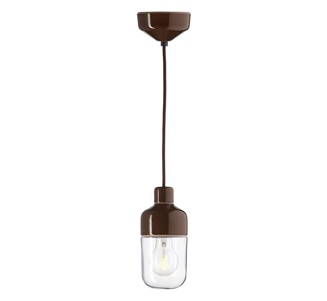 Suspension Ohm porcelaine 100/215 verre clair IP44 | Ifö Électrique