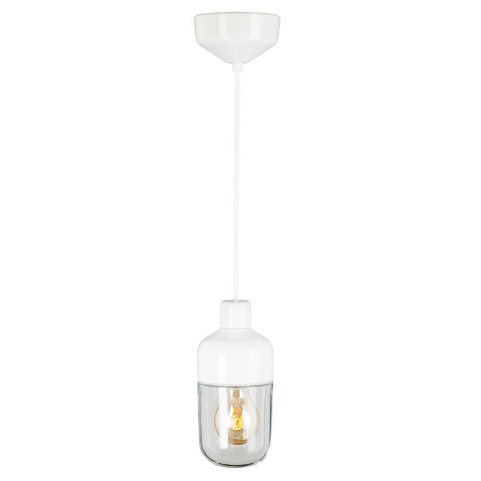 Ohm Pendelleuchte Porzellan 100/215 weiss Klarglas | Ifö Electric
