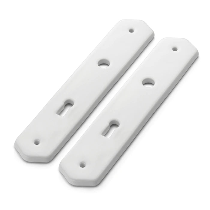 Türbeschlag Langschild 255mm Porzellan weiß Buntbart schlicht