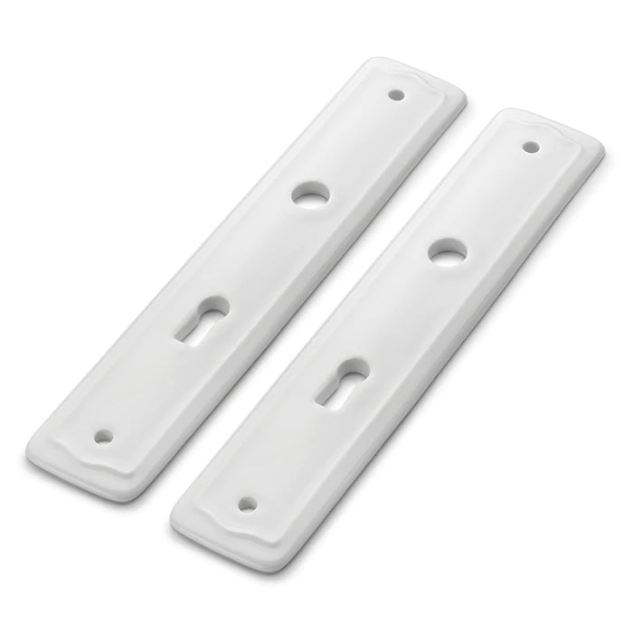 Türbeschlag Langschild 255 mm Porzellan weiß Buntbart eckig