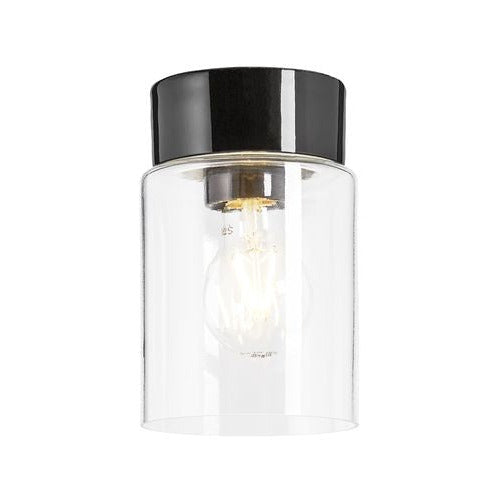 Open Tina Porzellanleuchte Klarglas E27 IP21 schwarz | Ifö Electric