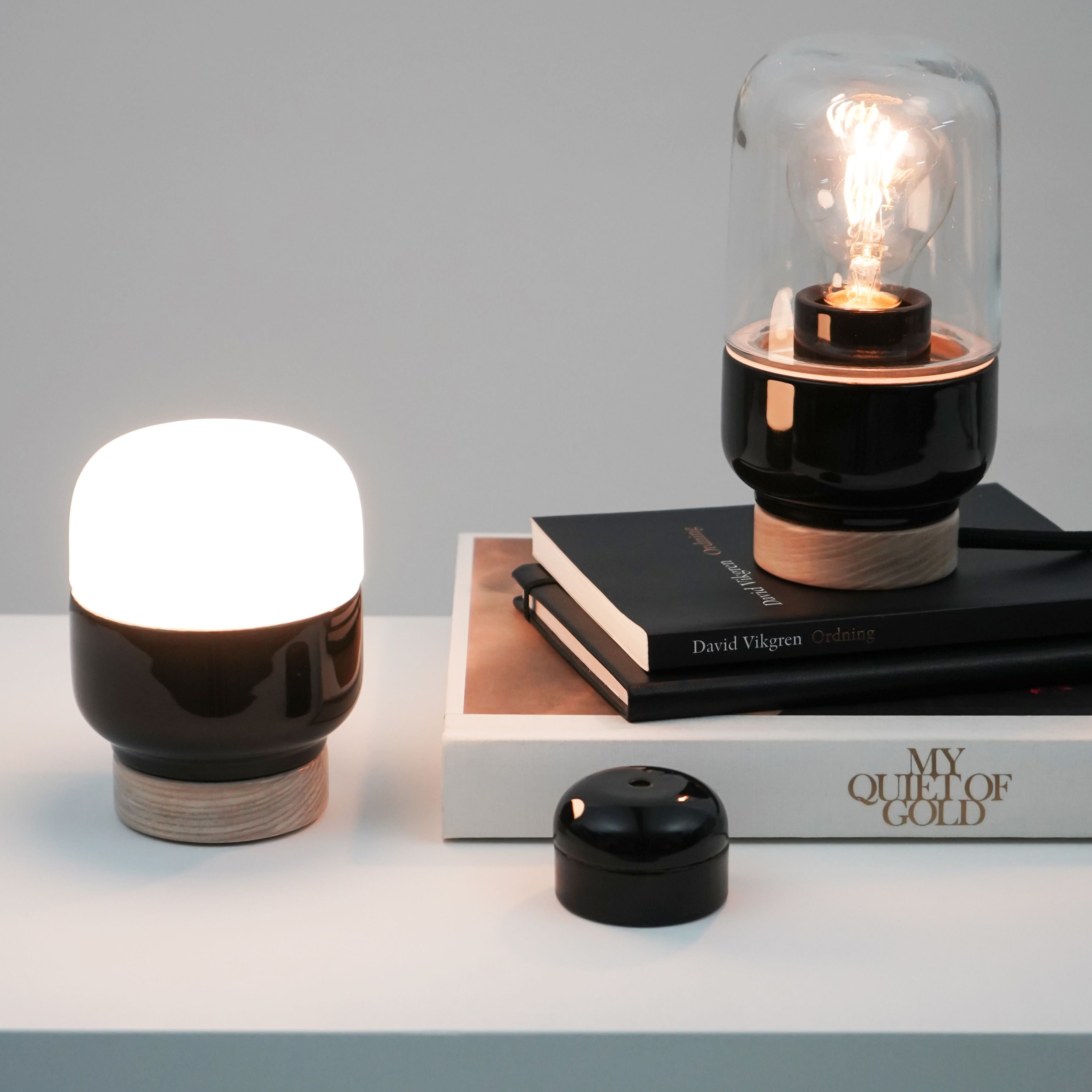 Tischleuchte Porzellan Ohm Table 100/190 Klarglas schwarz | Ifö Electric