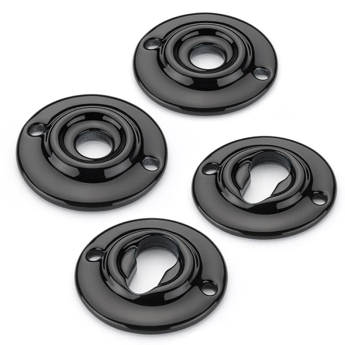 Türbeschlag Rosetten 65mm Porzellan schwarz Profilzylinder | 2 Griff- und 2 Schlüsselrosetten