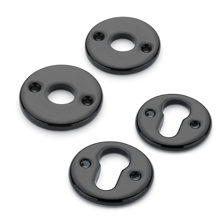 Türbeschlag Rosetten 45mm Porzellan schwarz Profilzylinder | 2 Griff- und 2 Schlüsselrosetten