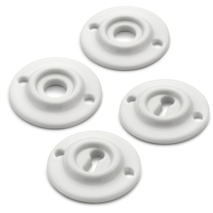 Türbeschlag Rosetten 65 mm Porzellan weiss Buntbart | 2 Griff- und 2 Schlüsselrosetten