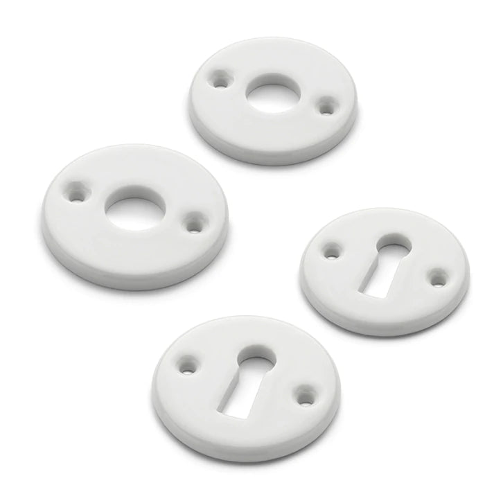 Türbeschlag Rosetten 45mm Porzellan weiss Buntbart | 2 Griff- und 2 Schlüsselrosetten