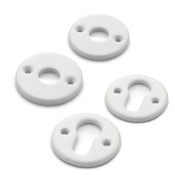 Türbeschlag Rosetten 45mm Porzellan weiss Profilzylinder | 2 Griff- und 2 Schlüsselrosetten