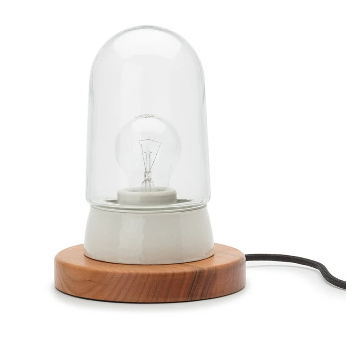 Sockelleuchte THPG Porzellan weiss Kirsche mit Schraubglas lang klar