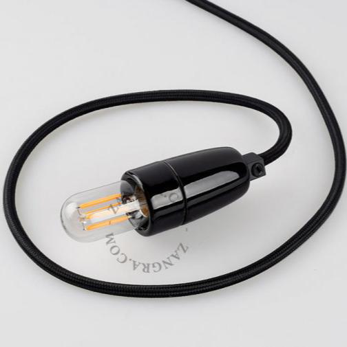 Pendellampenfassung Porzellan E14 schwarz