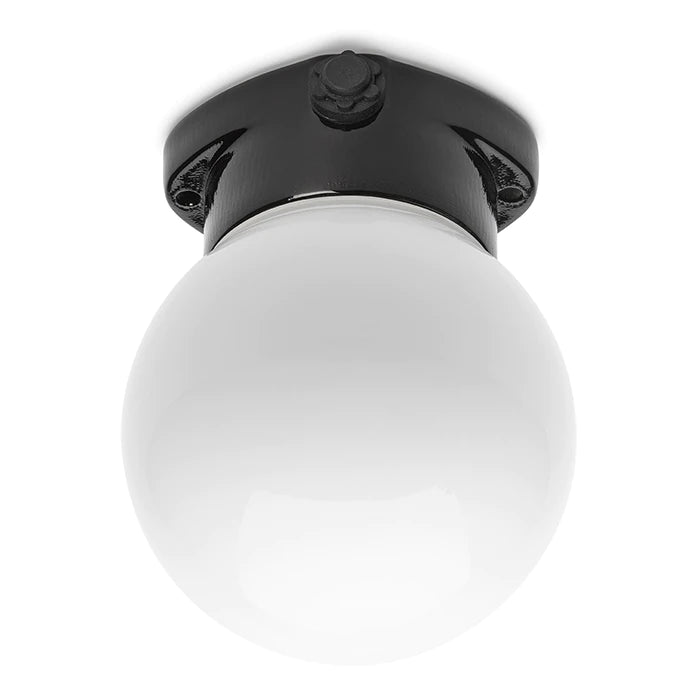 Plafonnier porcelaine Lindner Lisilux noir S boule opale