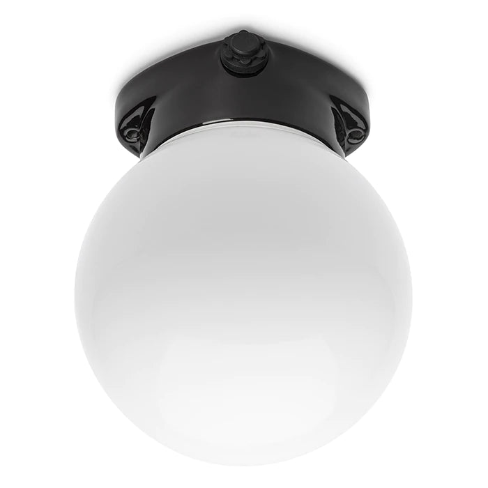 Plafonnier porcelaine Lindner Lisilux noir M boule opale