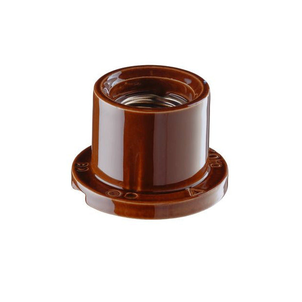 Ersatzteil Lampenfassung E27 glasiert mit Klemmhülsen für Polschrauben | Ifö Electric Braun