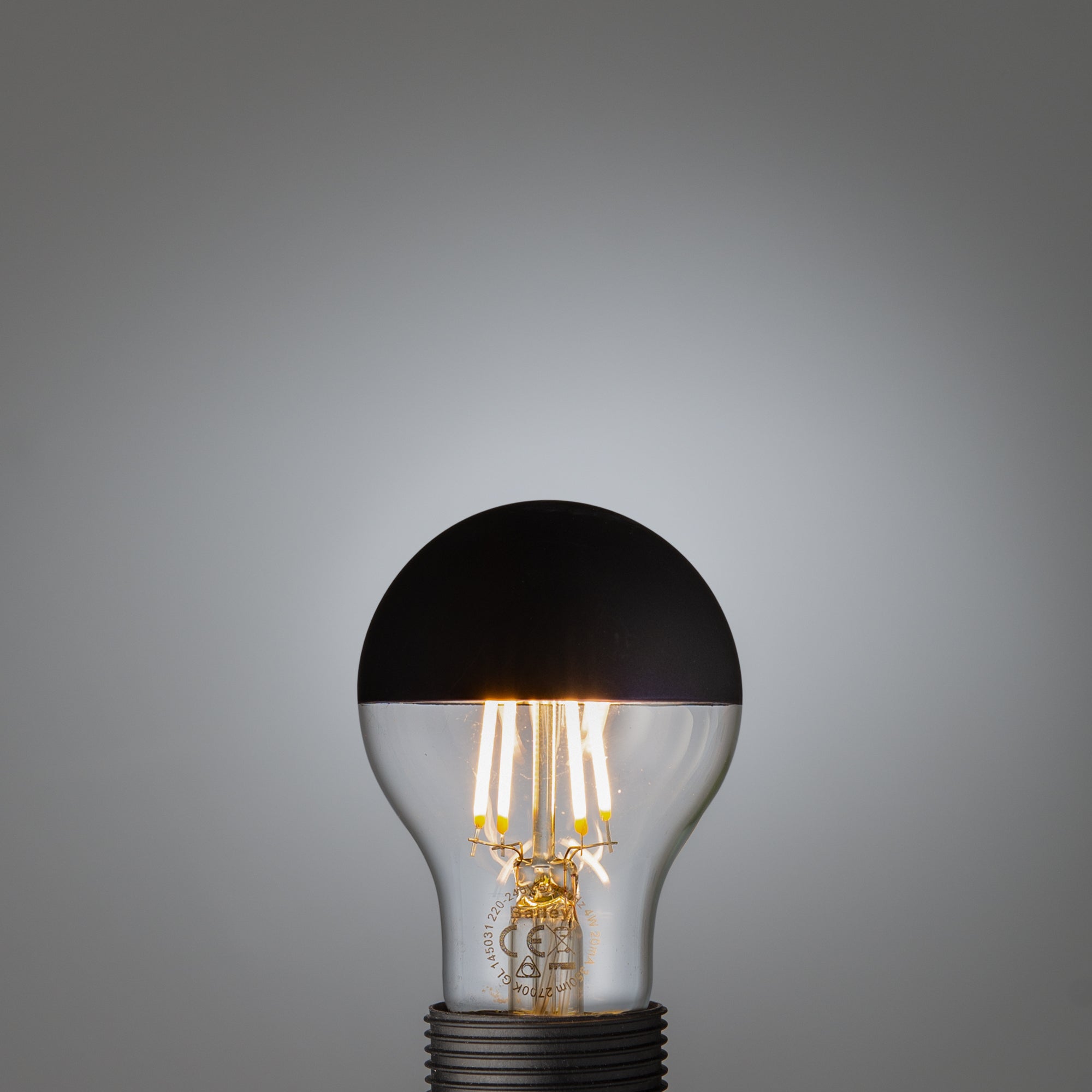 Miroir à tête d'ampoule à filament LED, Ampoule à tête dorée E27