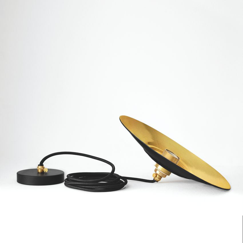 Retro Lampenschirm Emaille | Mattschwarz/Gold - Edisson