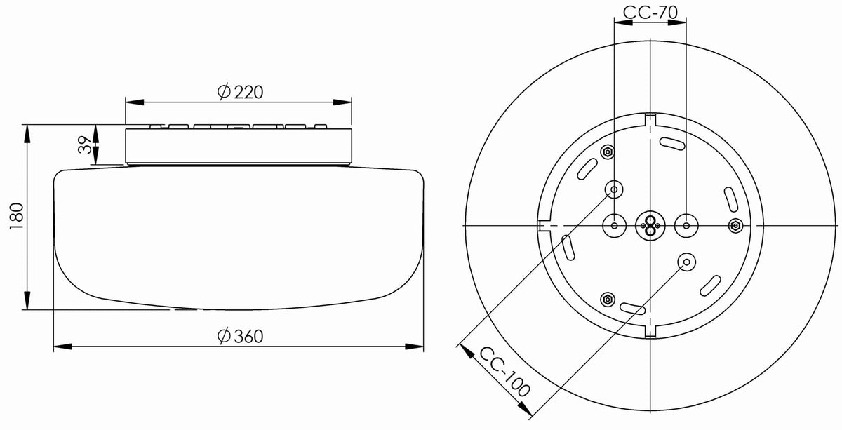 Massplan Solenne 360/175 Wand-/Deckenleuchte E27 Ø184mm IP44 | Ifö Electric