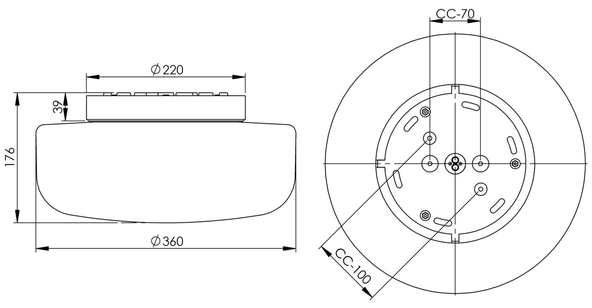 Massplan Applique/plafonnier Solenne 360/175 Led DALI 22W 3000K opale mat IP44 | Ifö Électrique 