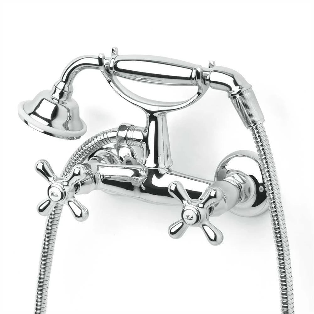 Duscharmatur mit Gabel Kreuzgriff Messing verchromt | THPG