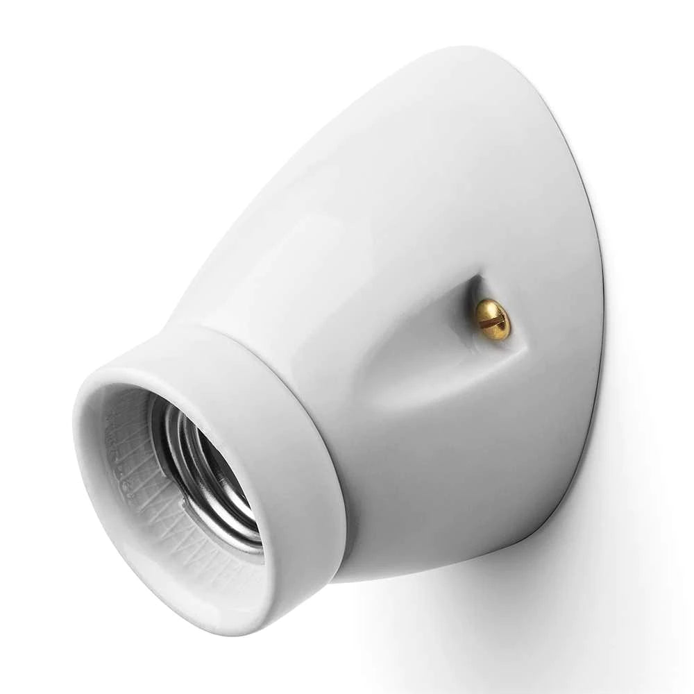 Retro porcelain socket E27, white angled 