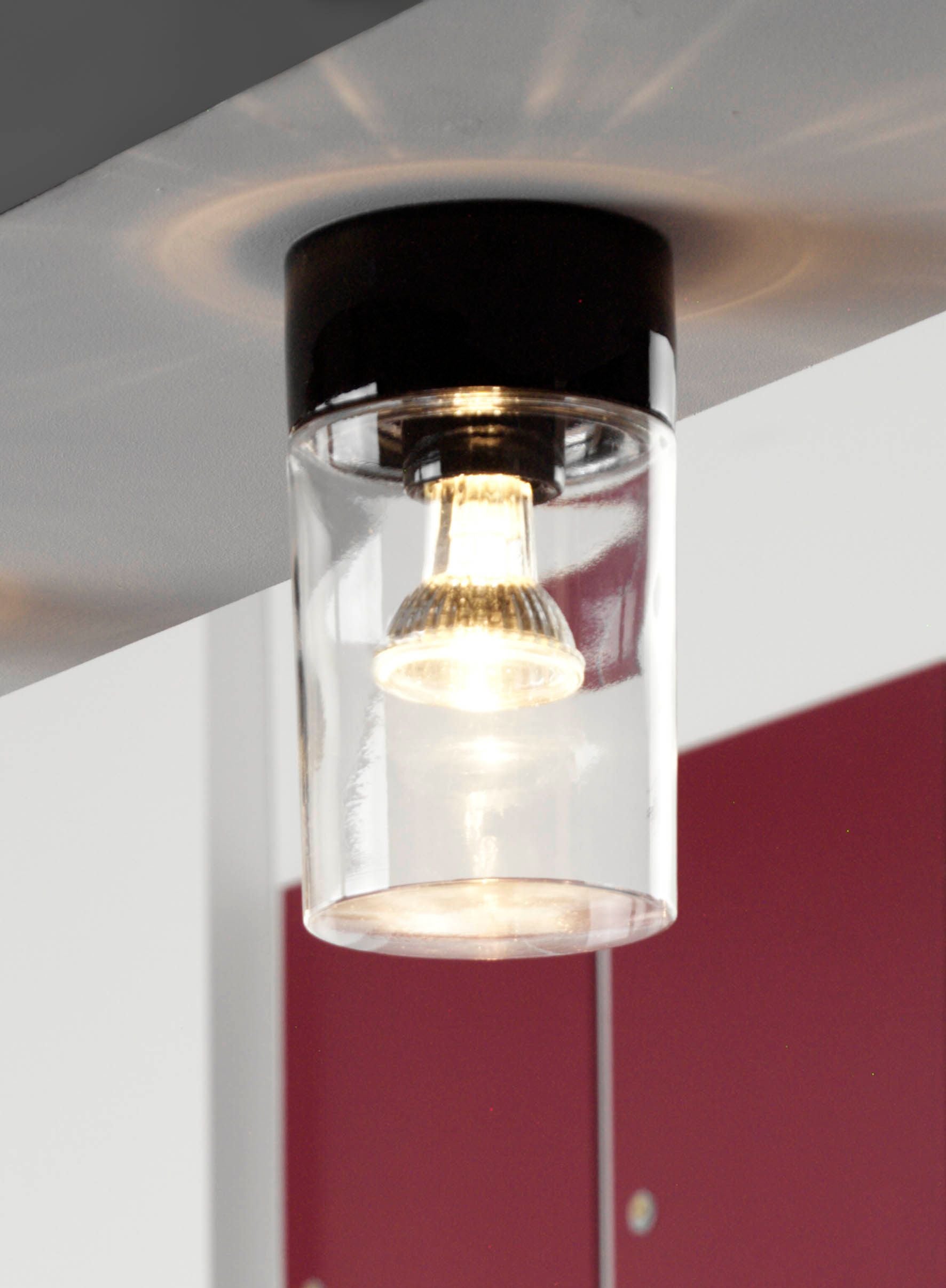 Opus 120/200 Porzellan Wand-/Deckenleuchte E27 schwarz Klarglas in Küche| Ifö Electric