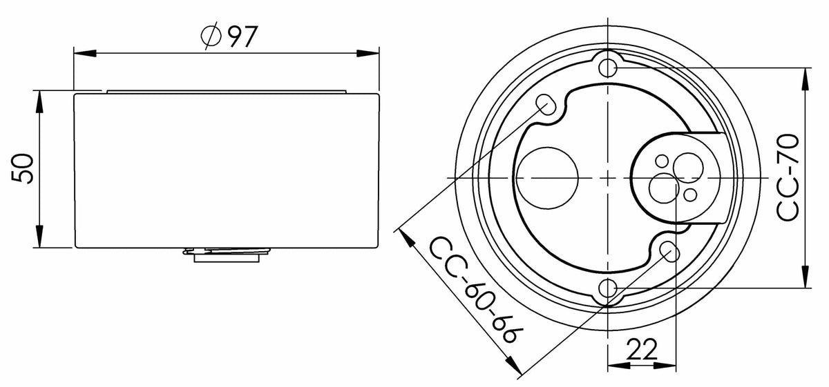 Massplan Porzellansockel Ø 84.5mm Gewinde IP44 G9 gerade | Ifö Electric