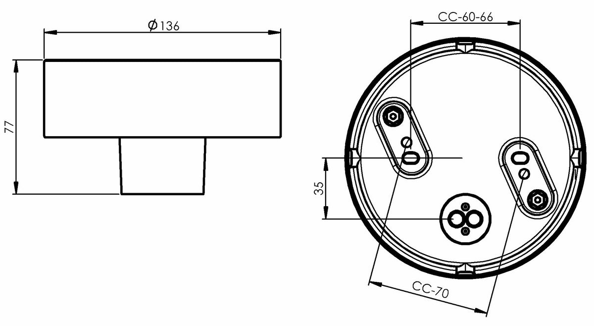 Massplan Porcelain base Ø 123.5mm thread IP44 E27 | Ifö Electric 